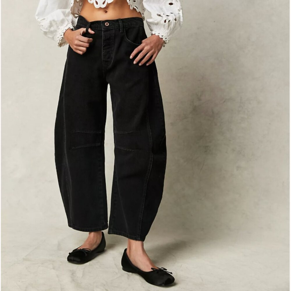 We The Free Mid Rise Barrel Jeans, Black